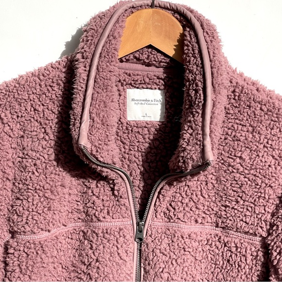 ABERCROMBIE & FITCH Women’s Soft A&F Deep Pile 1/4 Zip Pull Over Sherpa Large - Picture 3 of 4